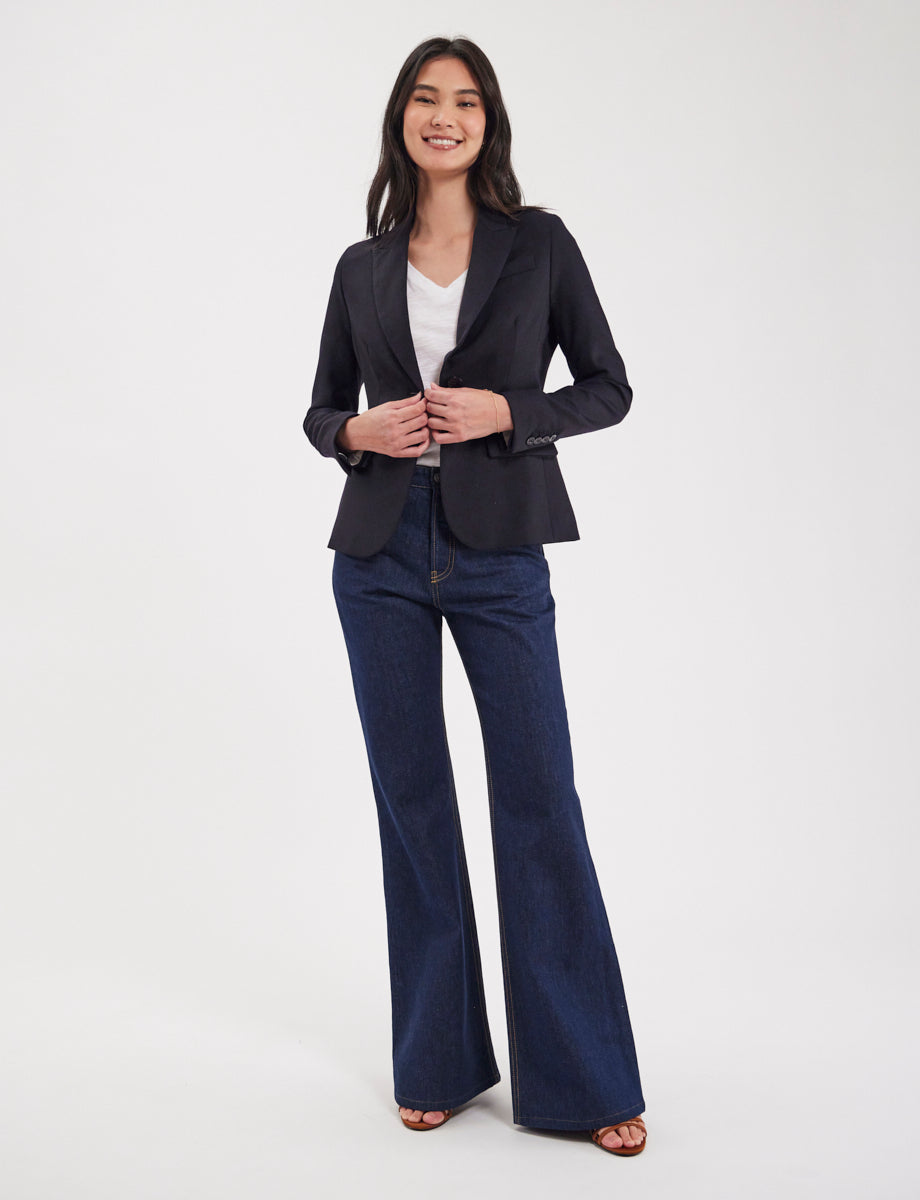 Veste Nicoletta en laine bleu marine