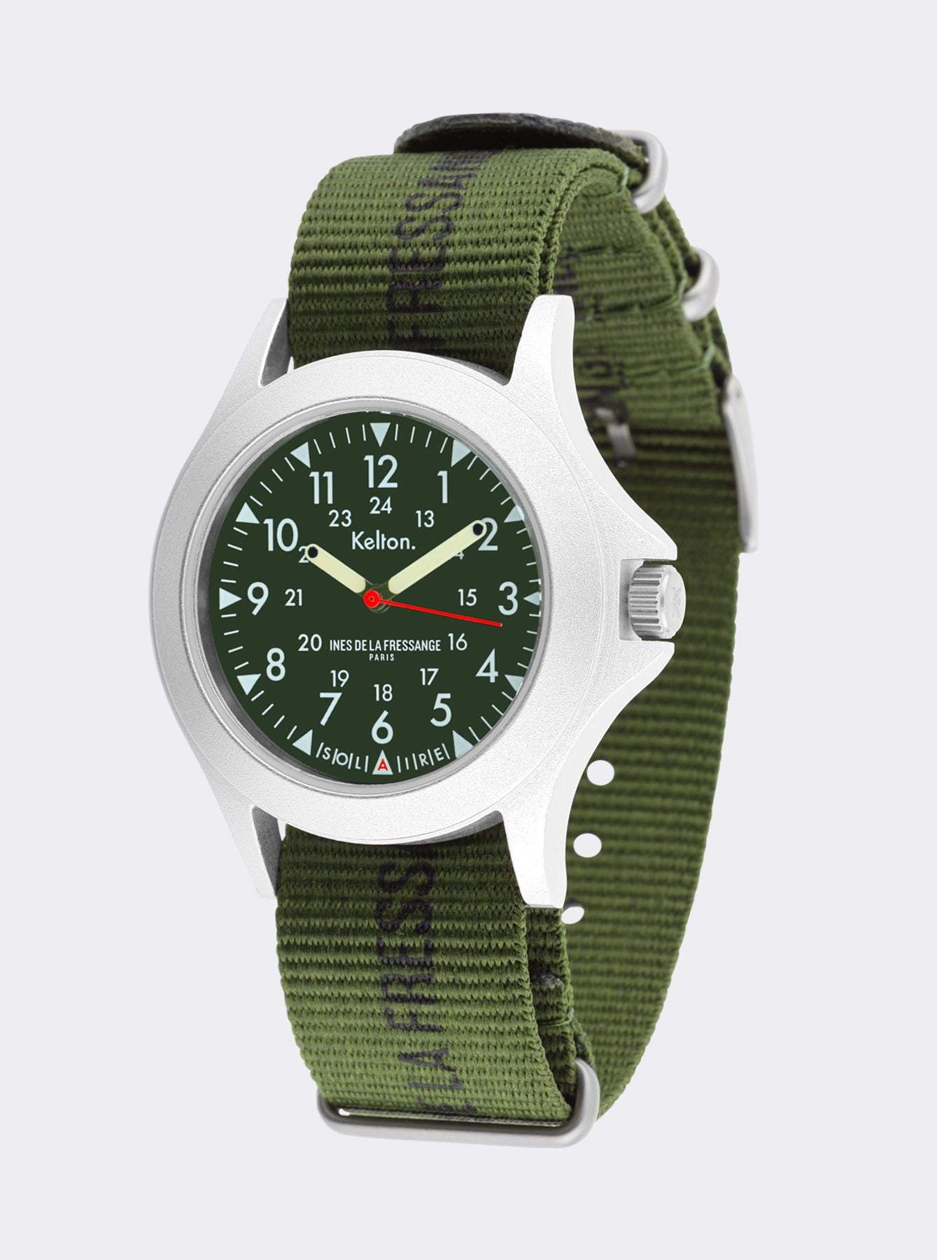 Montre Solaire Field kaki Kelton x Ines de la Fressange Paris