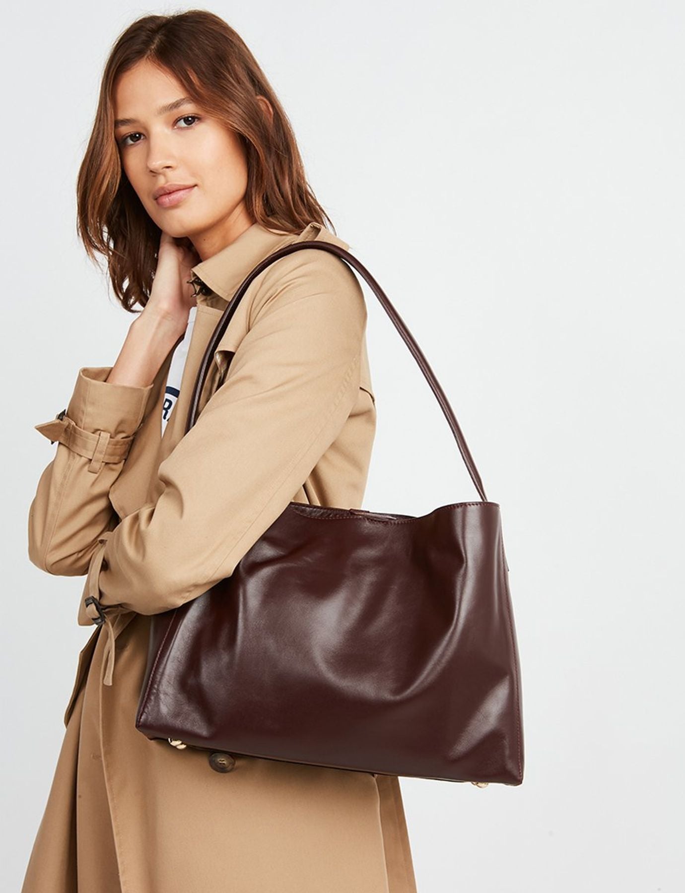 Sac cabas cuir Léonore grand format bordeaux