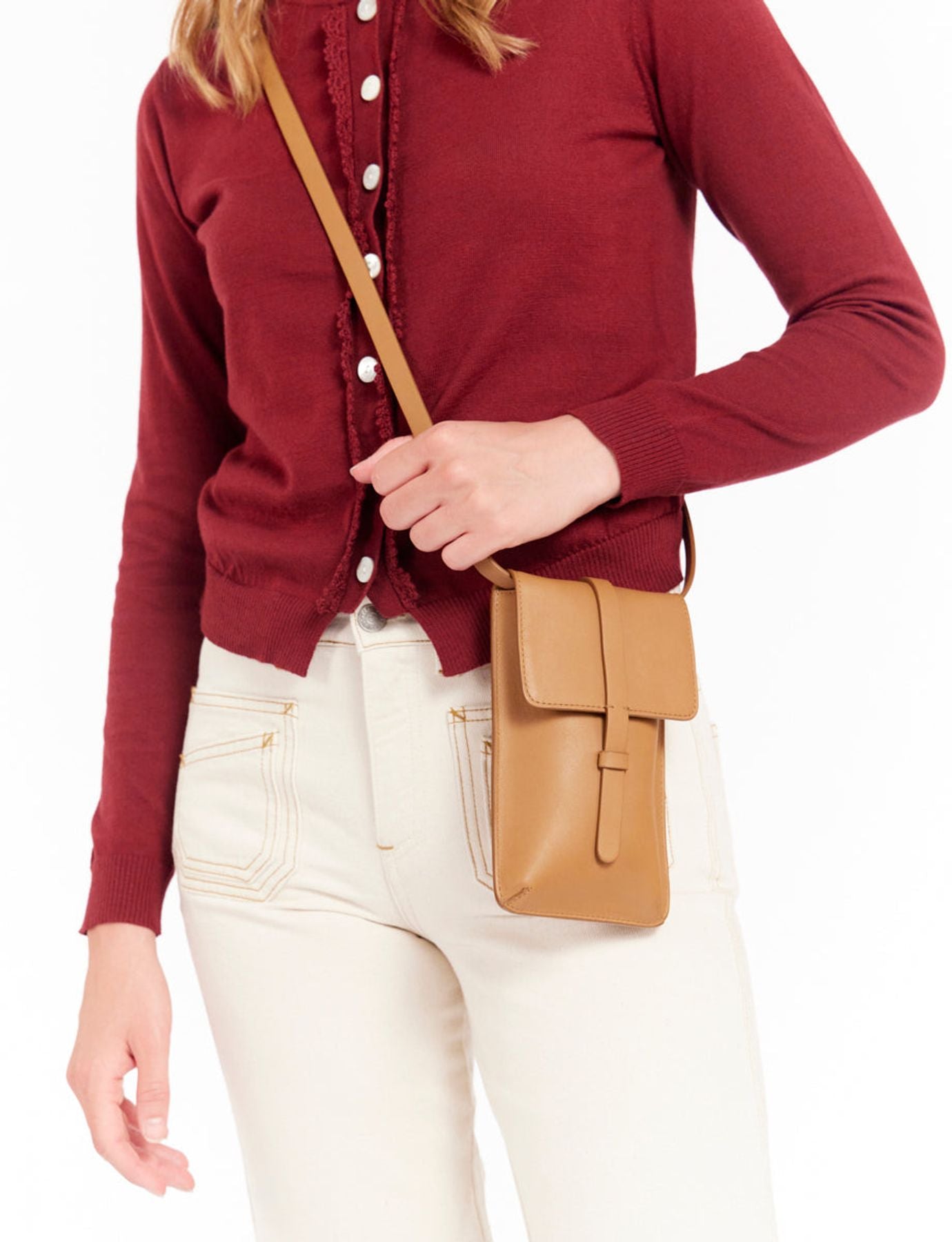 Smartphone Bag Léonore cuir camel