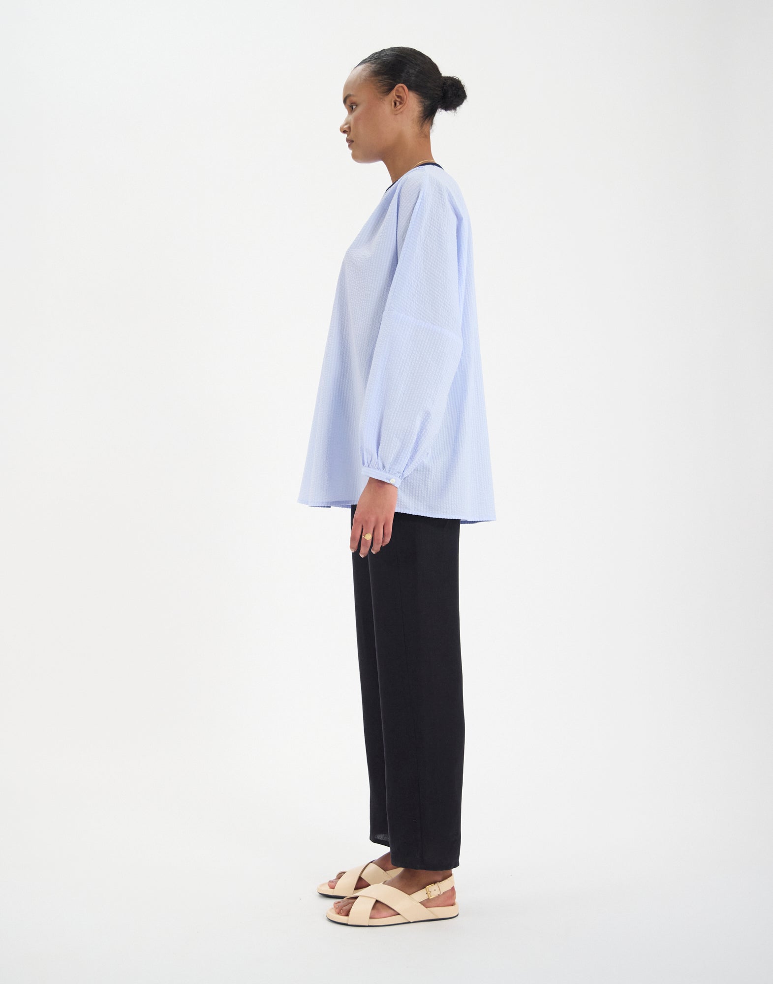 Ida top in light blue cotton