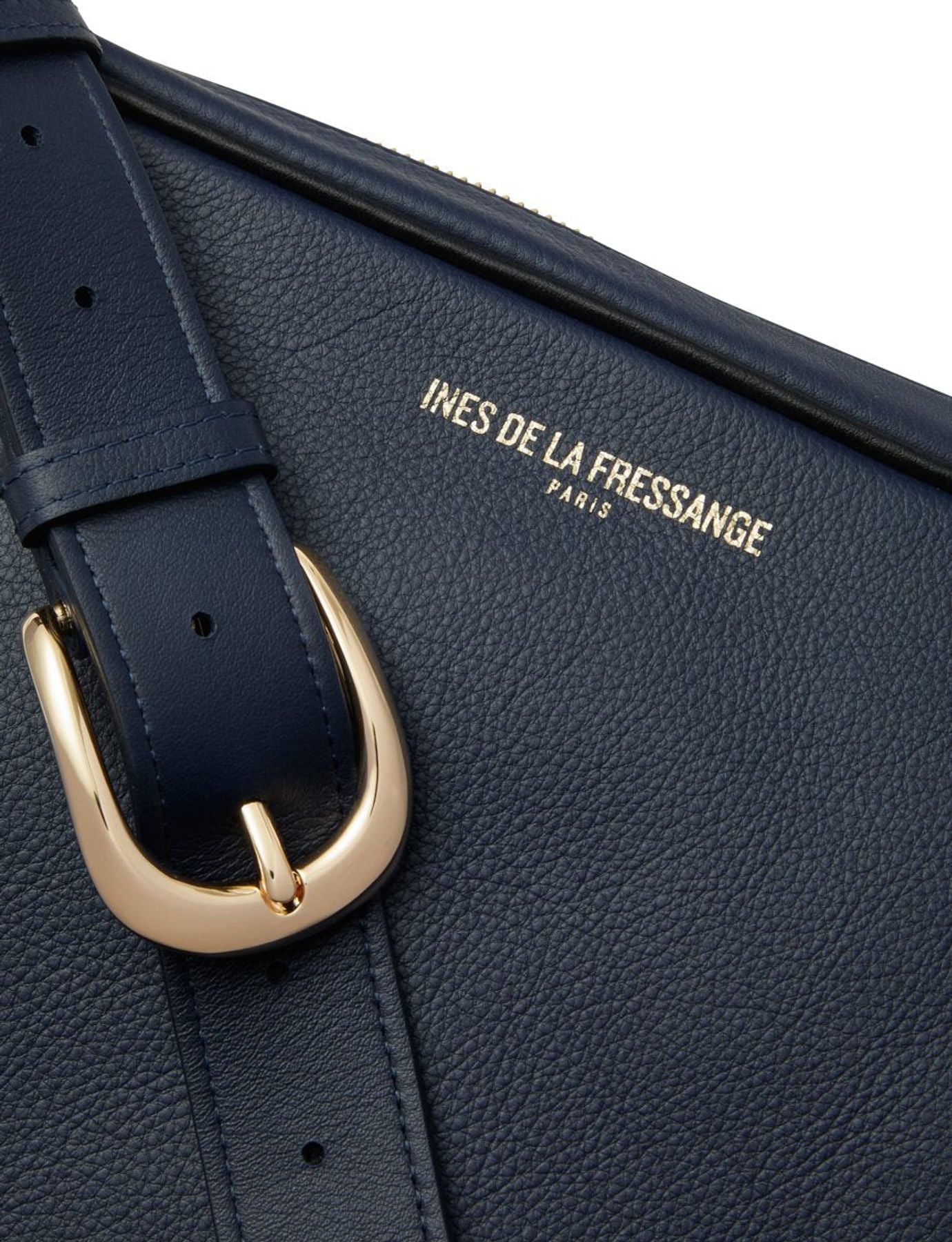 Marcia L shoulder bag in navy leather with black trim