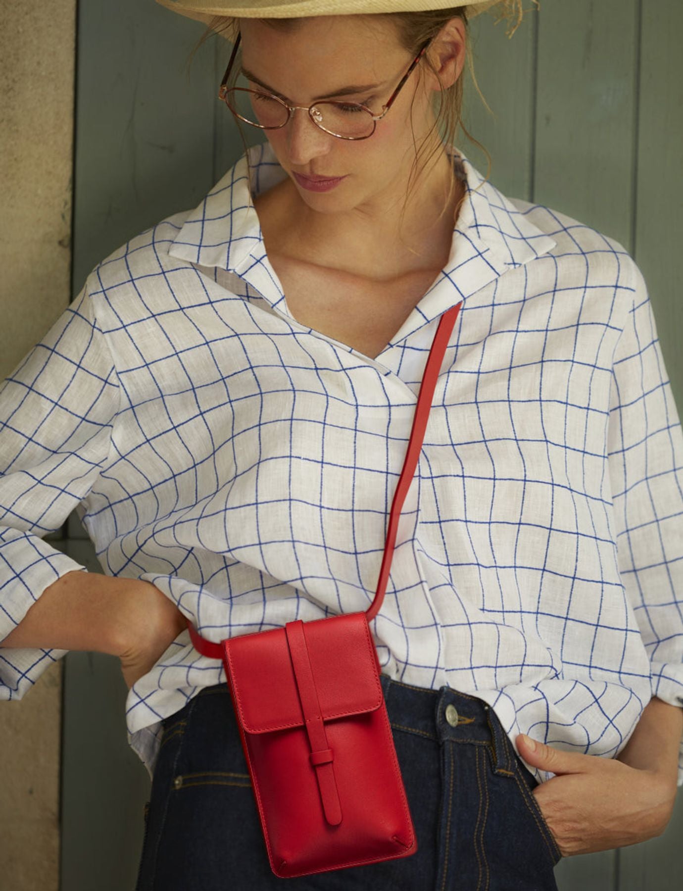 Smartphone Bag Léonore cuir rouge