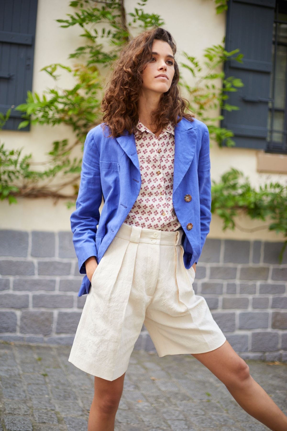 Chaqueta Yohan de lino azul